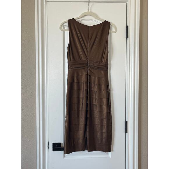 American Living Bronze Metallic Layered Stretch Sheath Dress Size 2 - Picture 3 of 8